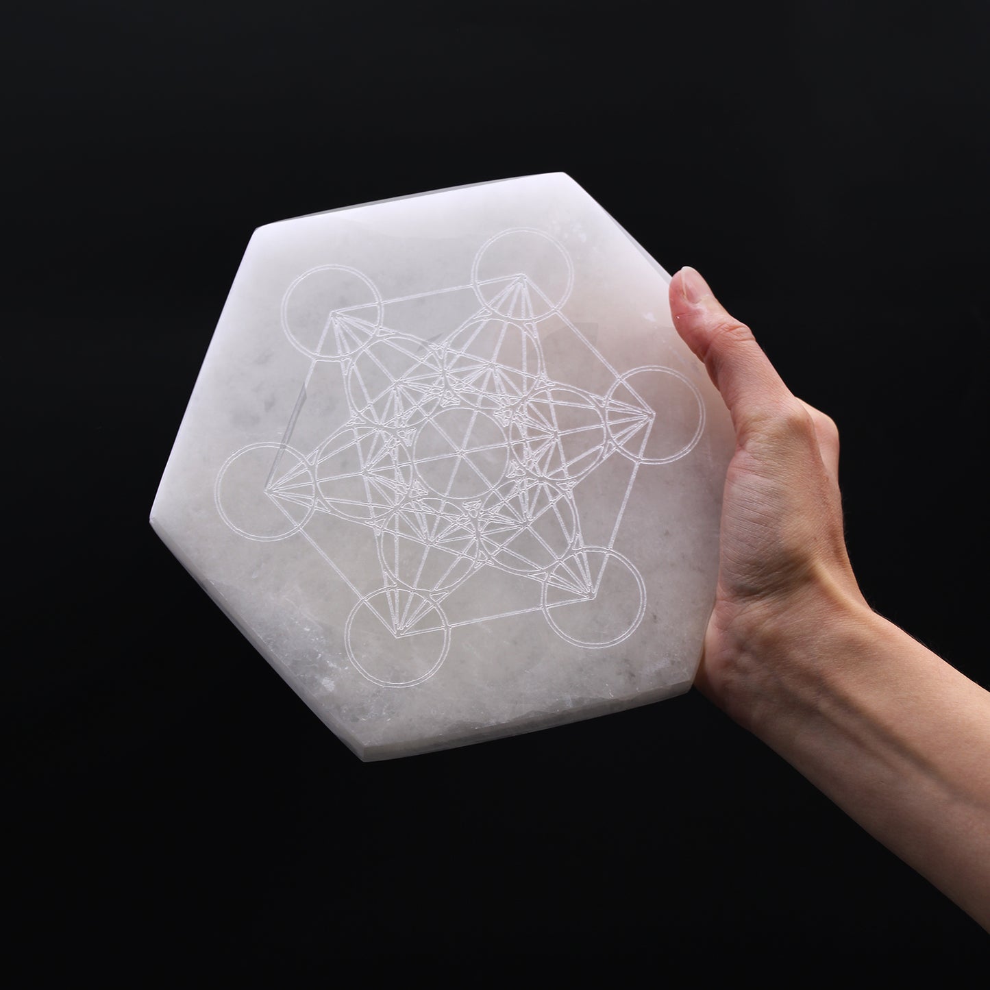 Selenite Hexagonal Charging Plate 18cm - Direction & Decision