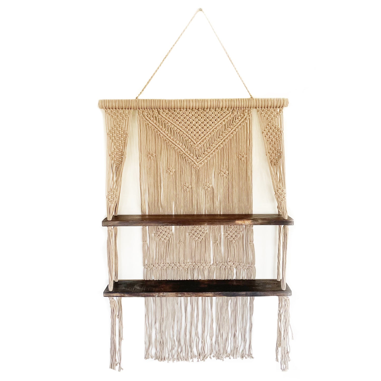 Macrame Hanging Shelves - Brown -Blue-Black