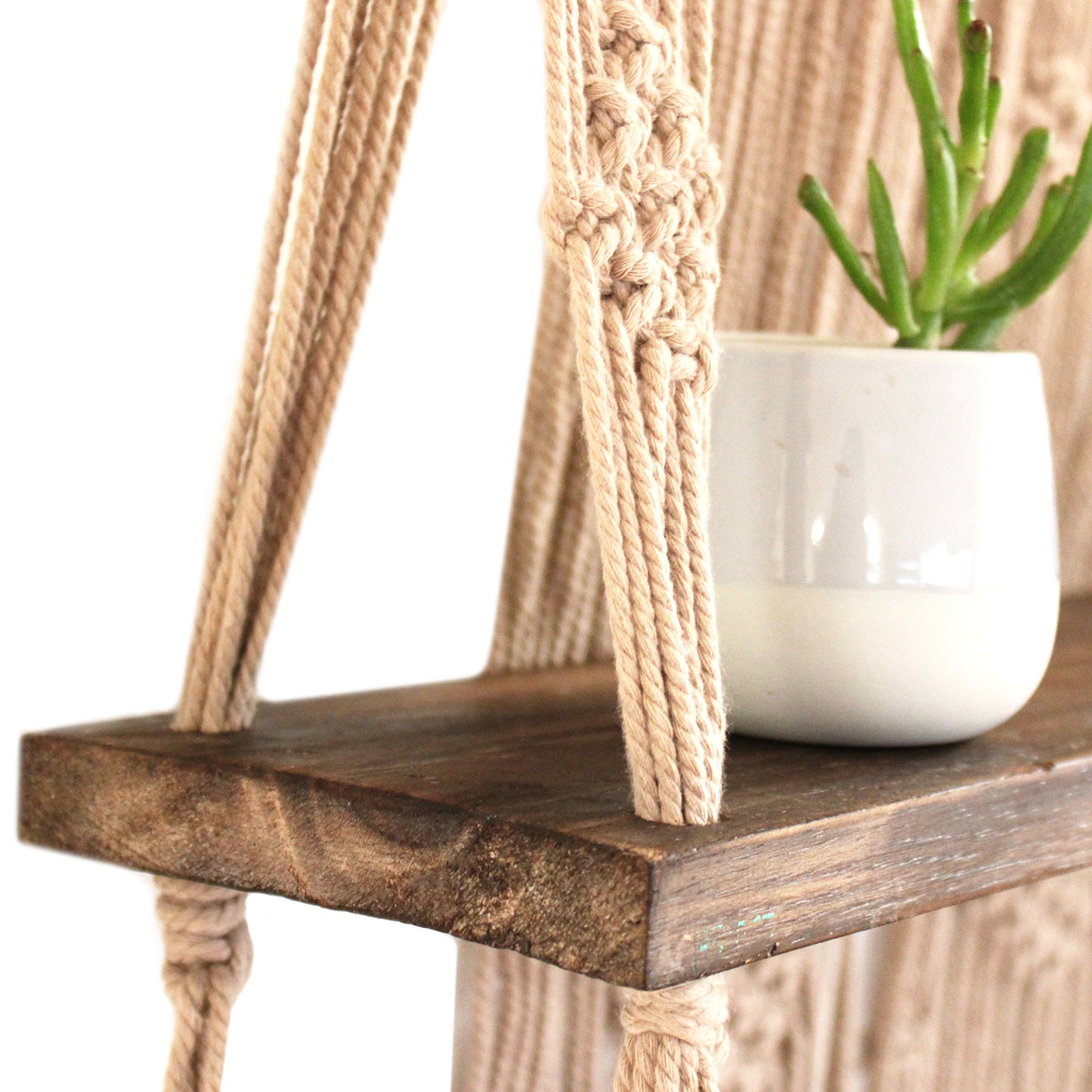 Macrame Hanging Shelves - Brown -Blue-Black