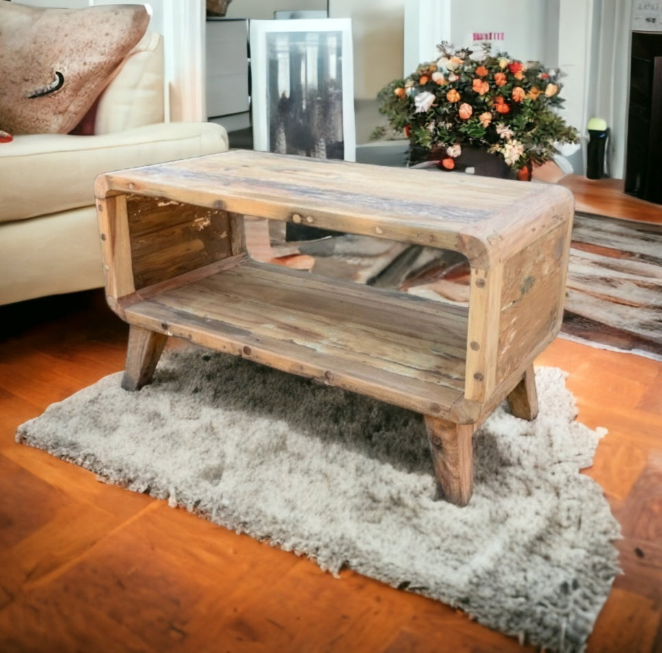 Small Rounded Coffee Table - Recycled Wood