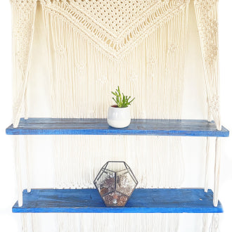 Macrame Hanging Shelves - Brown -Blue-Black