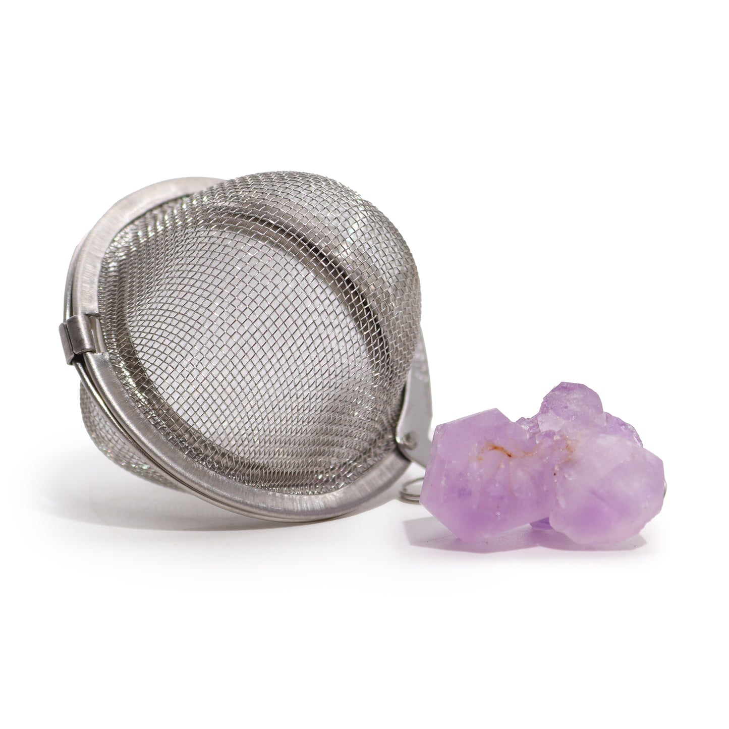 Raw Crystal Gemstone Tea Strainer - Smoky Quartz, Rock Quartz, Rose Quartz, Amethyst, Green Aventurine,Mookaite, Rainbow Moonstone, Gold Tigers Eye, Black Obsidian, Aquamarine
