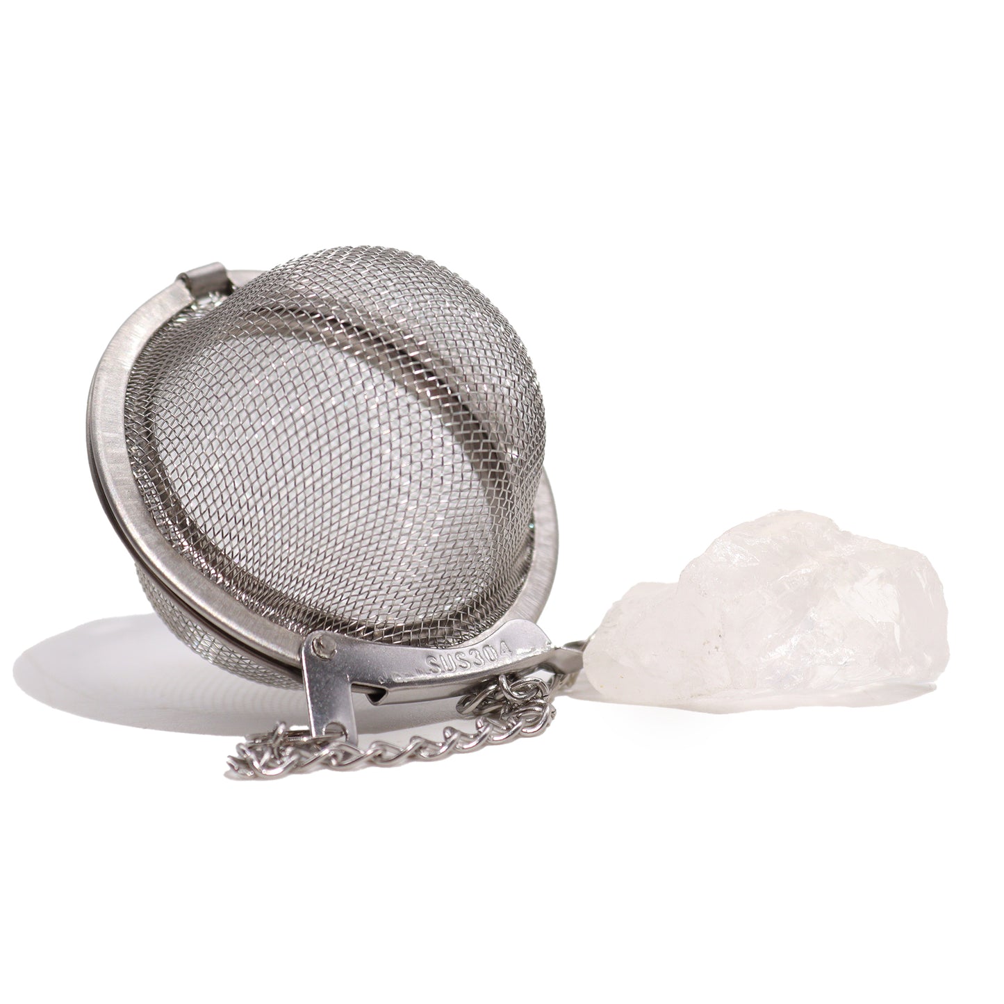Raw Crystal Gemstone Tea Strainer - Smoky Quartz, Rock Quartz, Rose Quartz, Amethyst, Green Aventurine,Mookaite, Rainbow Moonstone, Gold Tigers Eye, Black Obsidian, Aquamarine