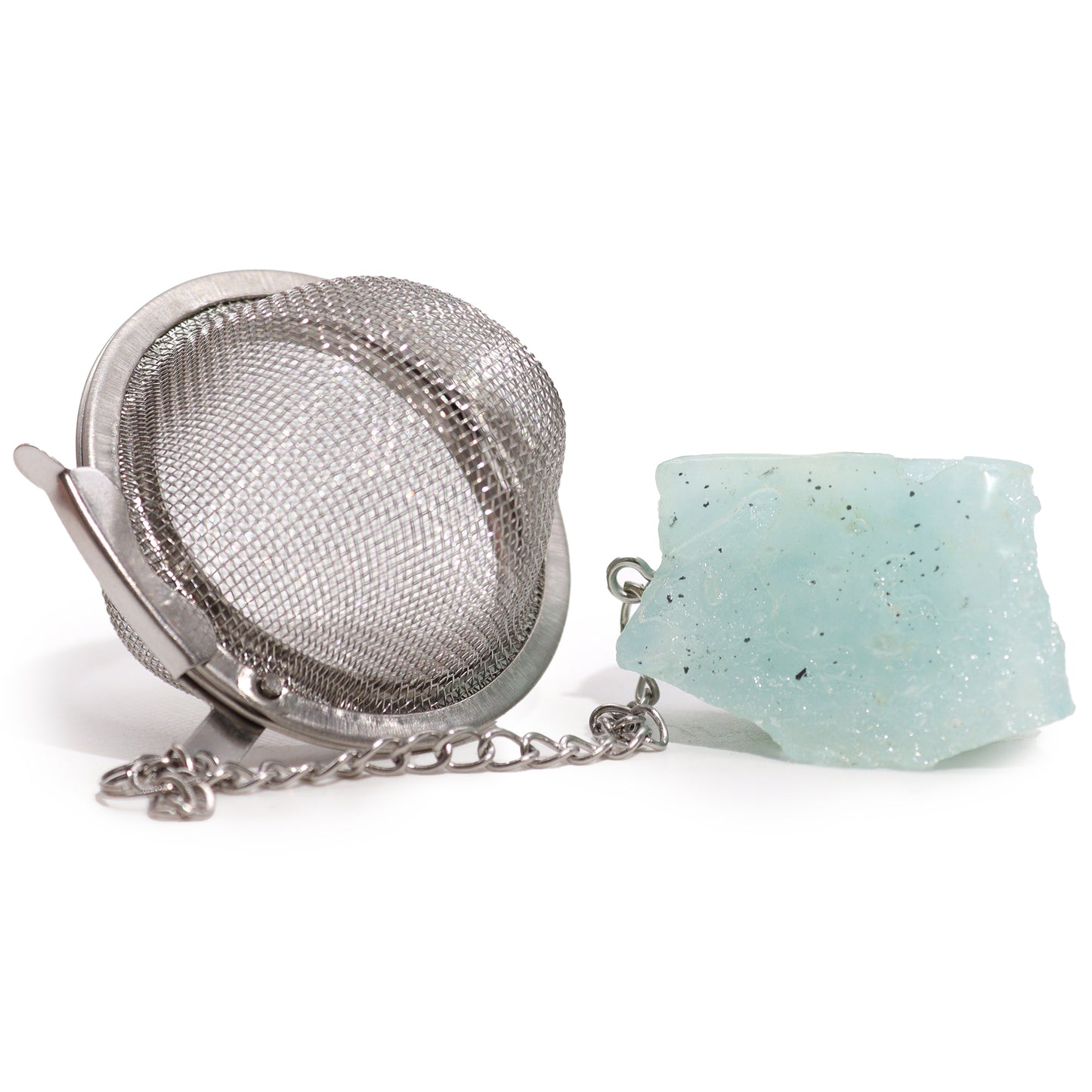 Raw Crystal Gemstone Tea Strainer - Smoky Quartz, Rock Quartz, Rose Quartz, Amethyst, Green Aventurine,Mookaite, Rainbow Moonstone, Gold Tigers Eye, Black Obsidian, Aquamarine
