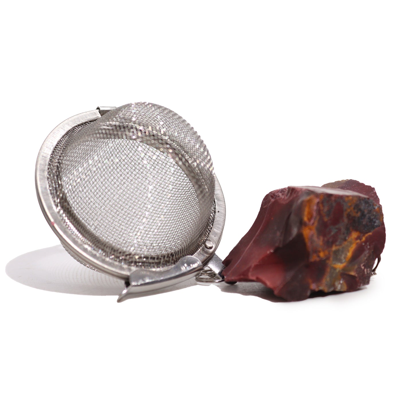 Raw Crystal Gemstone Tea Strainer - Smoky Quartz, Rock Quartz, Rose Quartz, Amethyst, Green Aventurine,Mookaite, Rainbow Moonstone, Gold Tigers Eye, Black Obsidian, Aquamarine