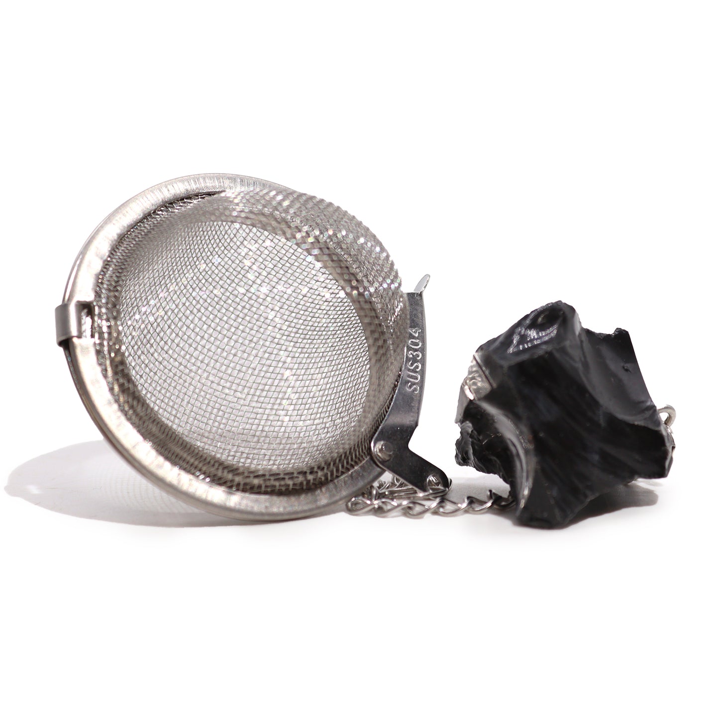 Raw Crystal Gemstone Tea Strainer - Smoky Quartz, Rock Quartz, Rose Quartz, Amethyst, Green Aventurine,Mookaite, Rainbow Moonstone, Gold Tigers Eye, Black Obsidian, Aquamarine