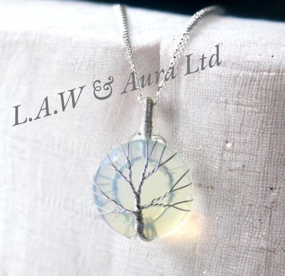 Tree of Life Gemstone Necklace - Rose Quartz, Amethyst, Opalite, Blck Onyx, Tigers Eye