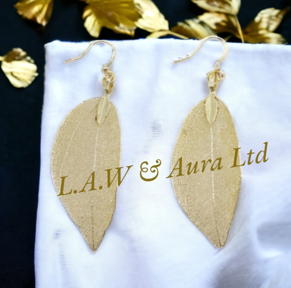 Earrings - Bravery Leaf - Silver, Multi Colour, Gold