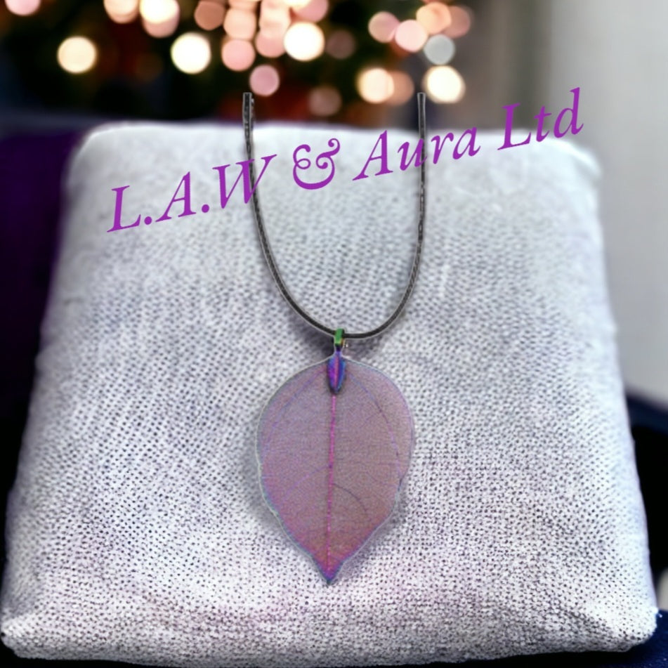 Necklace - Bravery Leaf - Silver, Multi Colour