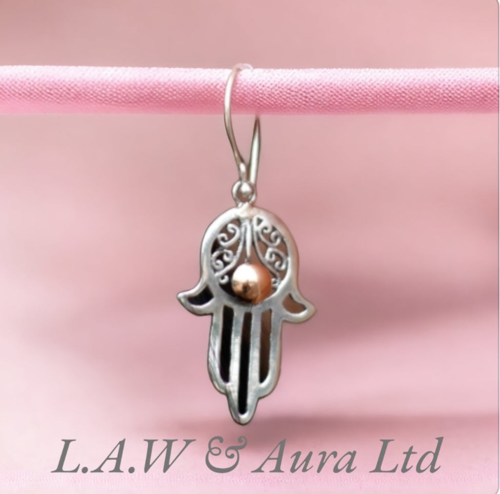 Silver & Gold Earring - Hamsa