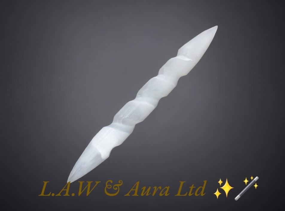Selenite Spiral Wands - 16 cm (Point Both Ends)