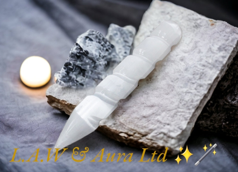 Selenite Spiral Wands - 16 cm (Point One Ends)
