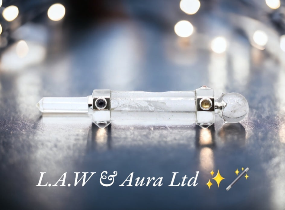 Hexagonal Crystal Healing Wand - 12cm - Rose Quartz, Rock Quartz, Black Agate