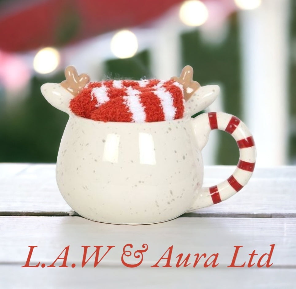 Rudolph Reindeer Mug and Socks Set