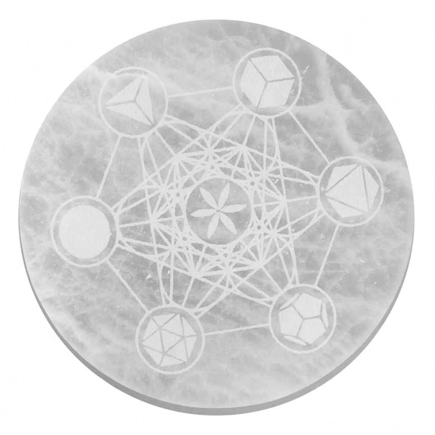 Selenite Large Charging Plate 18cm - Sacred Geometry