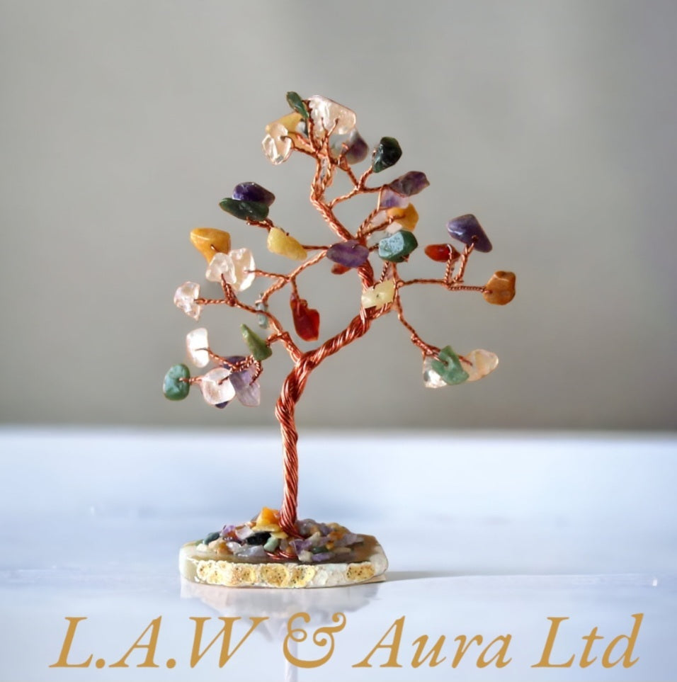 Gemstone Tree - Multi Stones on Natural Agate Base (35 stones)