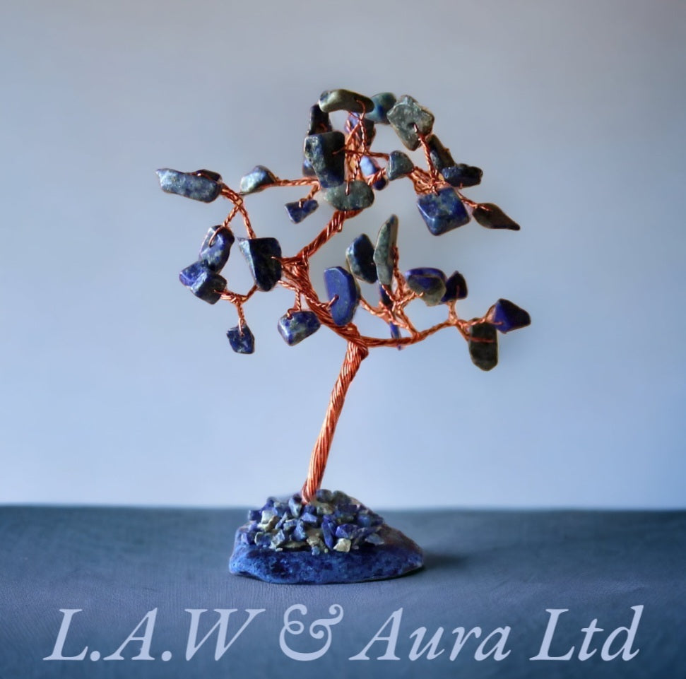 Gemstone Tree - Sodalite on Blue Agate Base (35 stones)