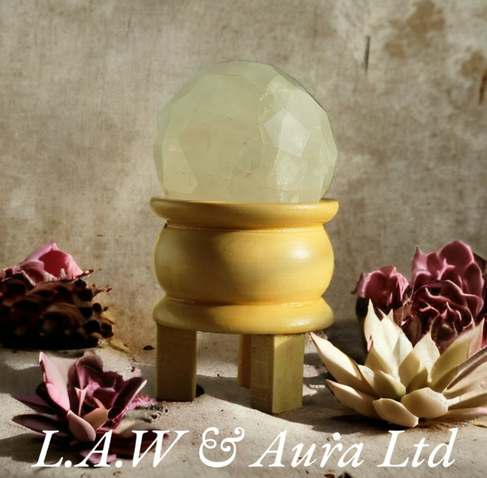 Gemstone Faceted Healing Ball & Stand - Rock Quartz