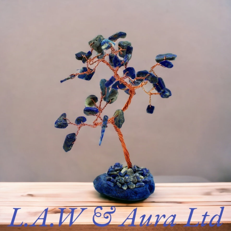 Gemstone Tree - Sodalite on Blue Agate Base (35 stones)