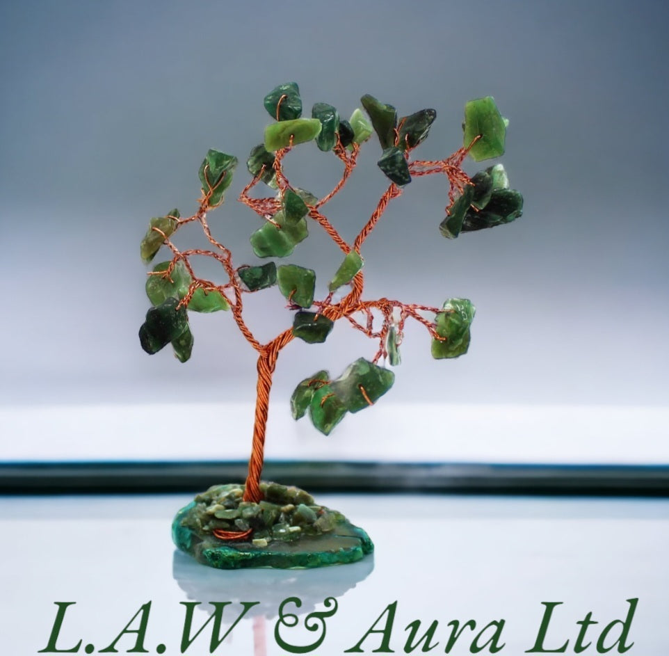 Gemstone Tree - Green Aventurine on Green Agate Base (35 stones)