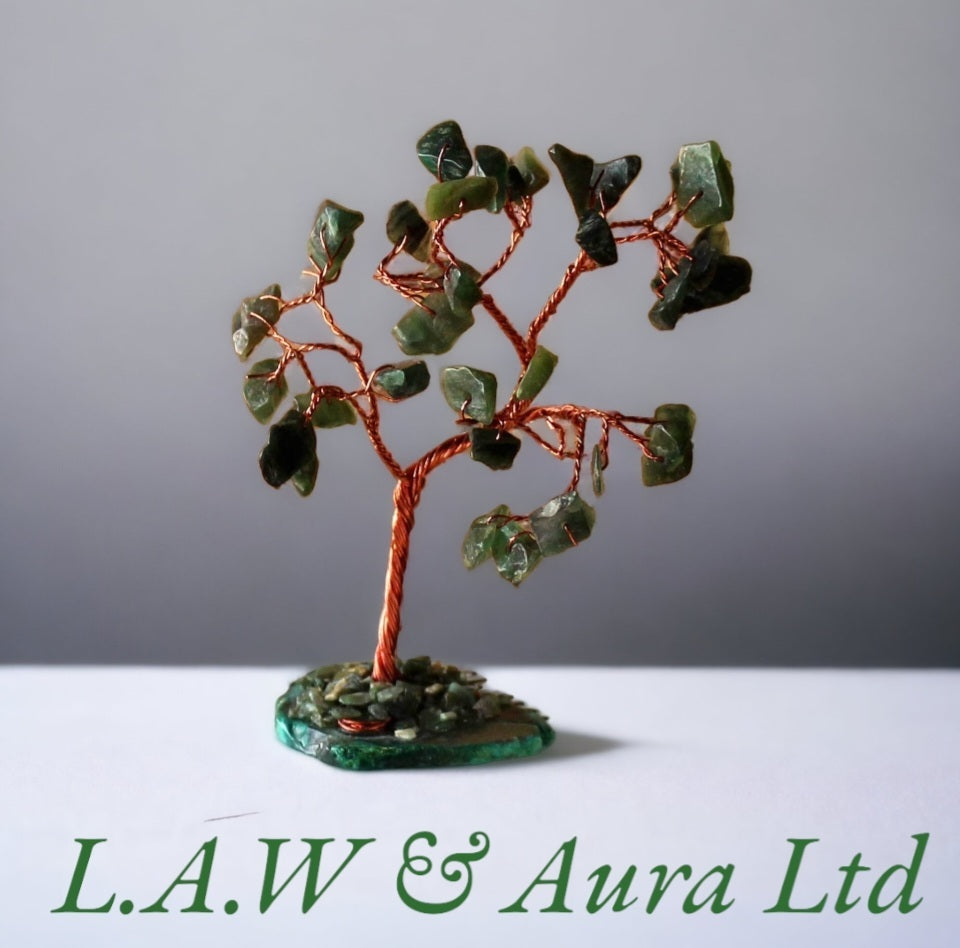 Gemstone Tree - Green Aventurine on Green Agate Base (35 stones)