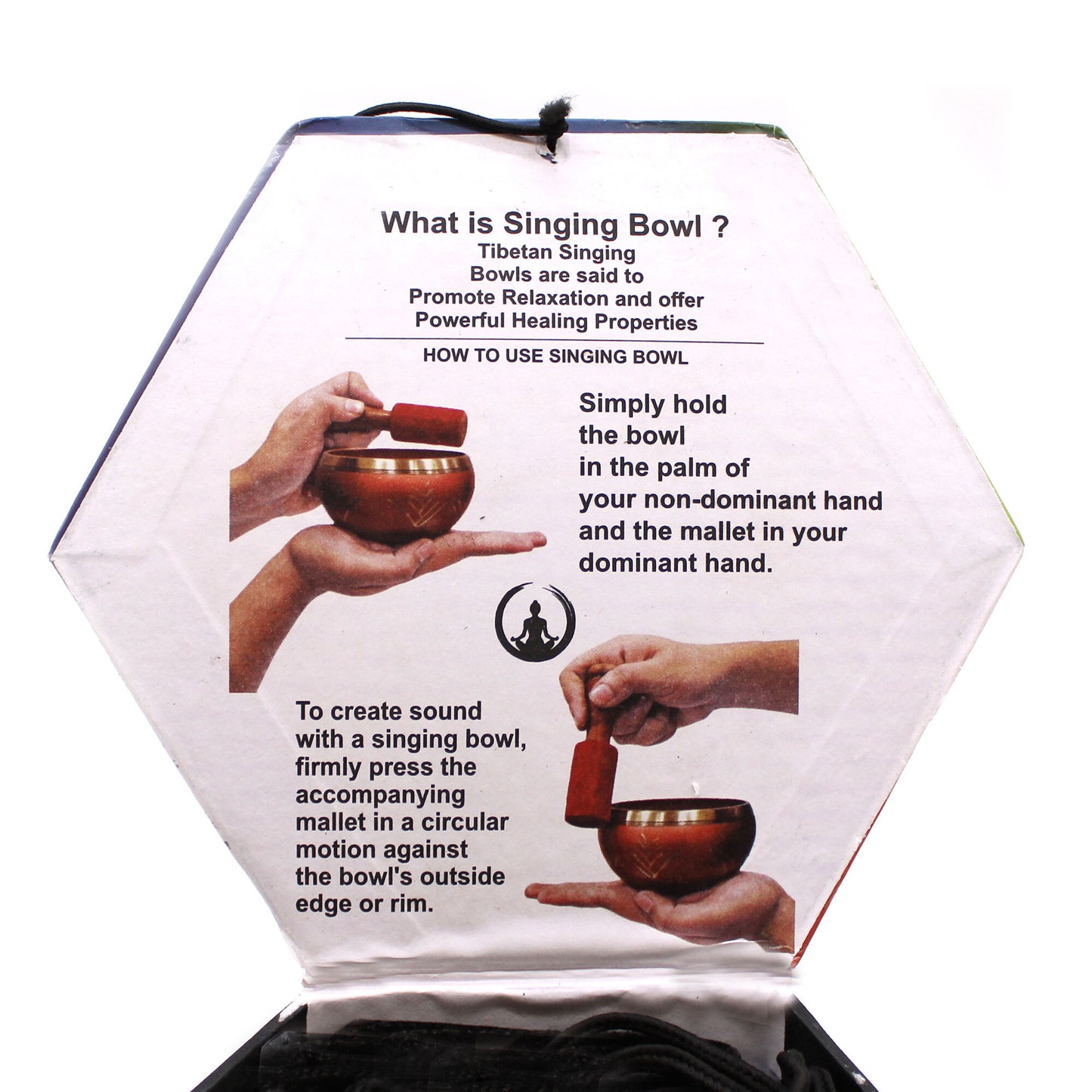 Lrg Buddha Singing Bowl Set- Black/Orange 14cm