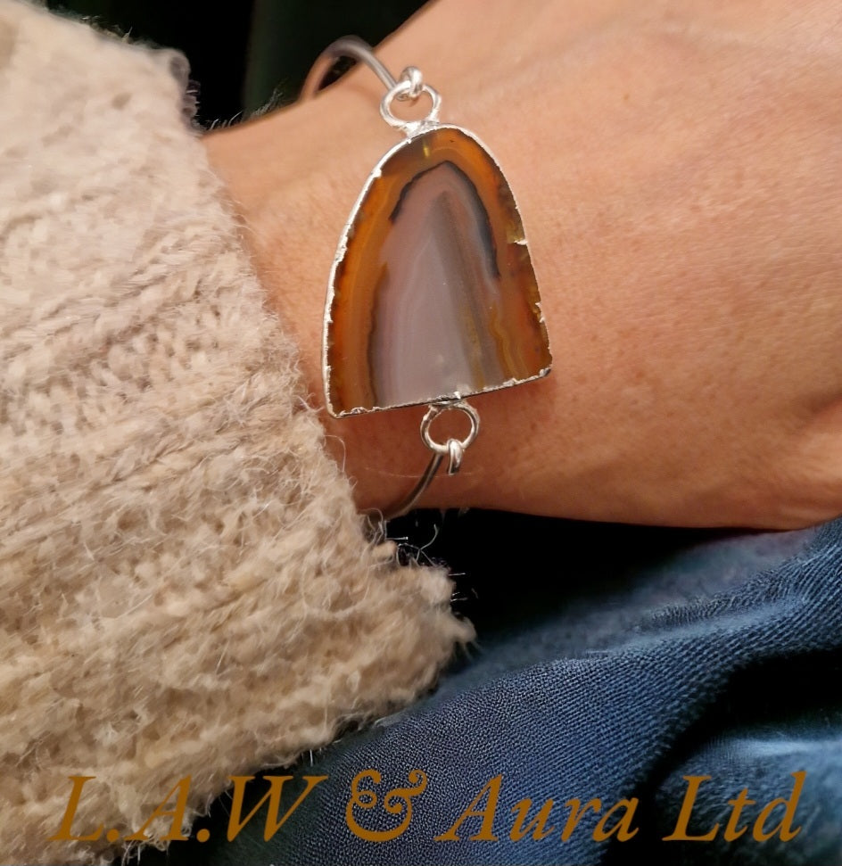 Half Geode Slice Bangle Silver/Electro Plated 🤎