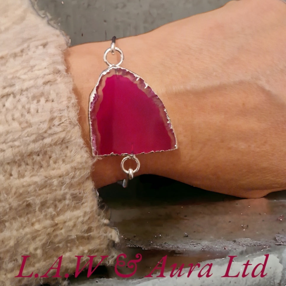 Half Geode Slice Bangle Silver/Electro Plated π©·