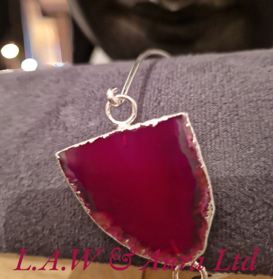 Half Geode Slice Bangle Silver/Electro Plated π©·