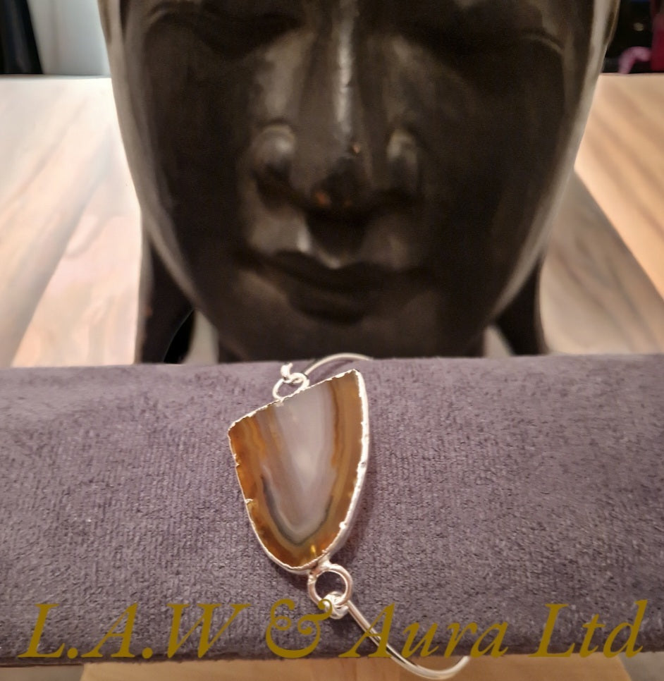 Half Geode Slice Bangle Silver/Electro Plated 🤎