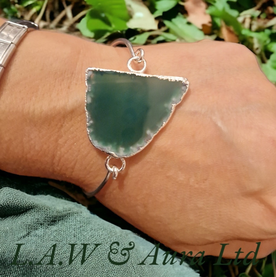 Half Geode Slice Bangle Silver/Electro Plated π