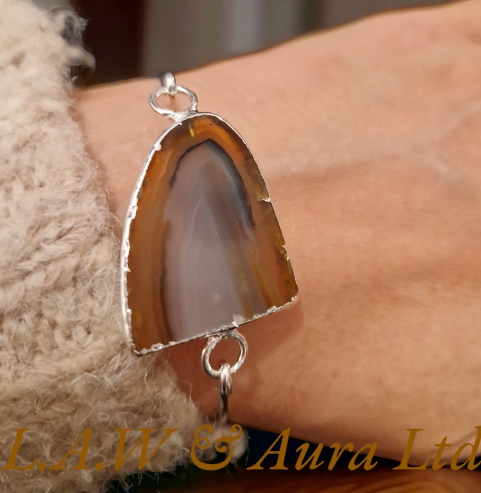 Half Geode Slice Bangle Silver/Electro Plated 🤎