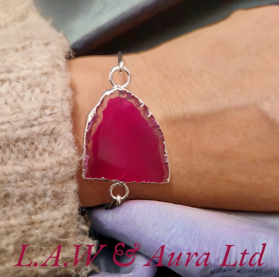 Half Geode Slice Bangle Silver/Electro Plated π©·