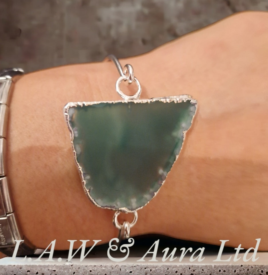 Half Geode Slice Bangle Silver/Electro Plated π