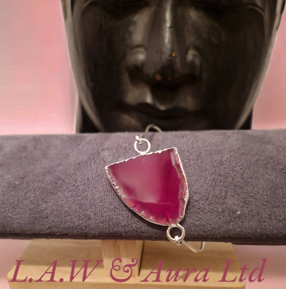 Half Geode Slice Bangle Silver/Electro Plated π©·