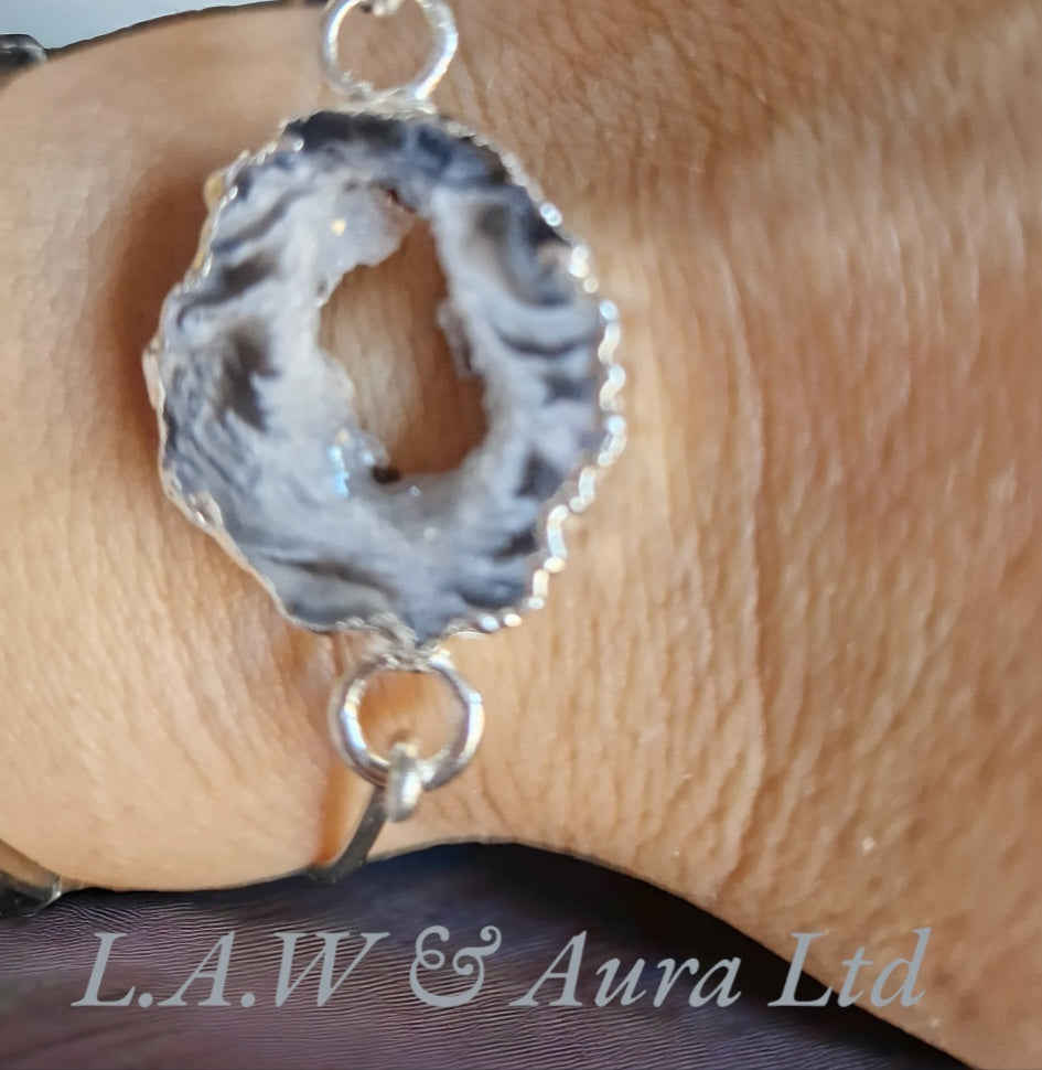 Druzy Agate Slice Bangles Silver Plated 🫶✨