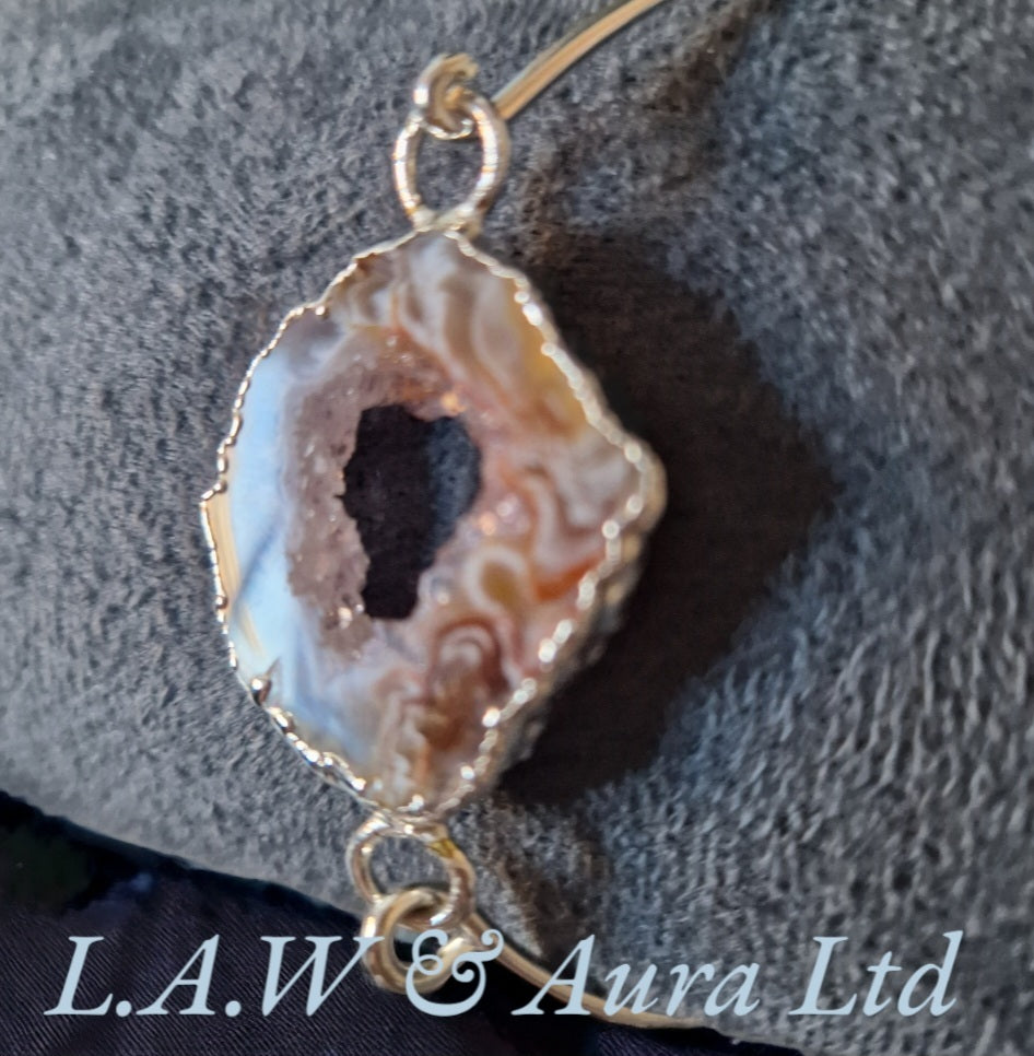 Druzy Agate Slice Bangles Silver Plated 🫶✨
