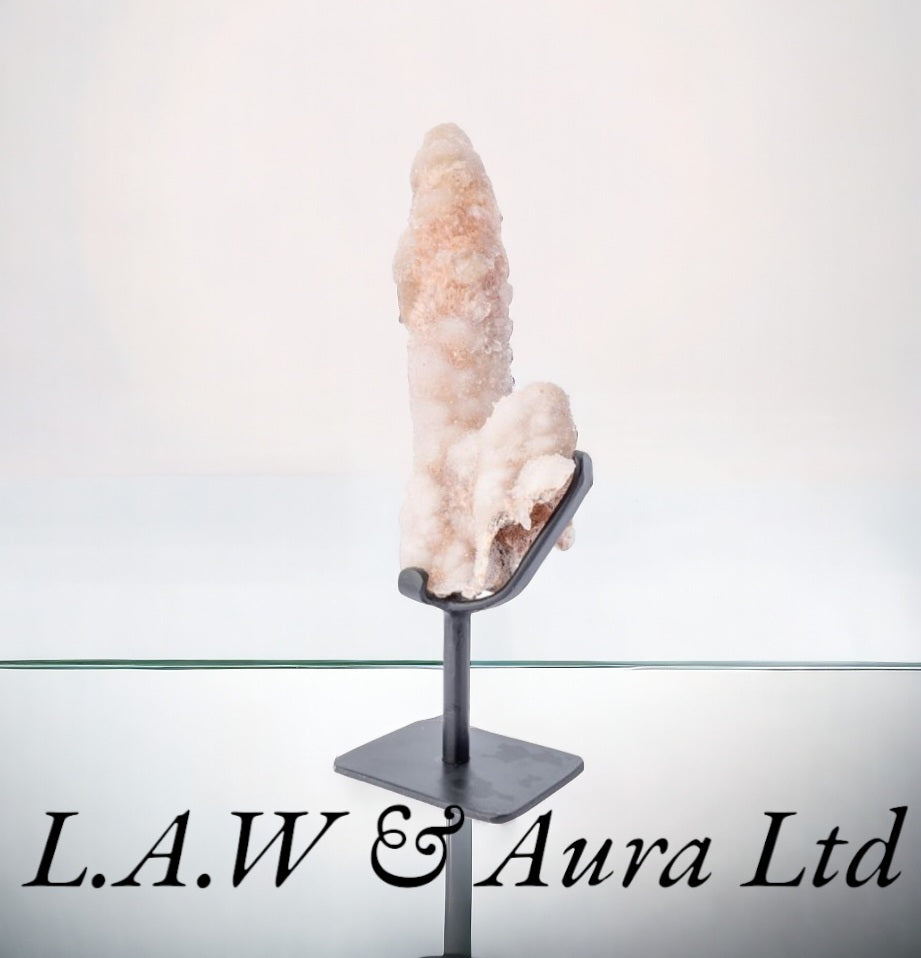 Pink Quartz Druzy Stalagmite Display Piece