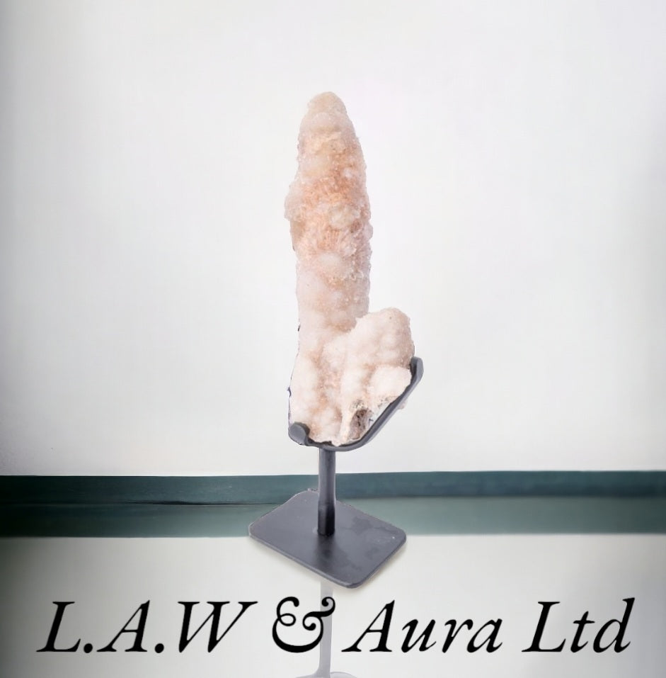 Pink Quartz Druzy Stalagmite Display Piece
