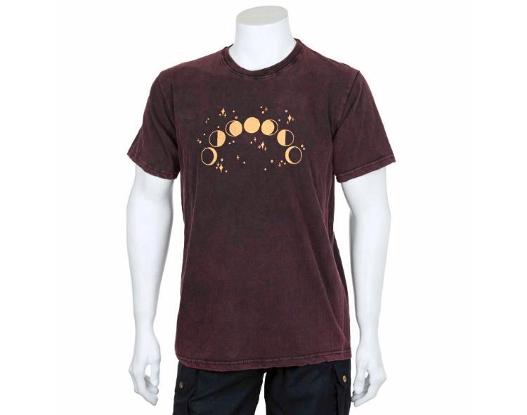 Moon Phases Design T-Shirt - Maroon