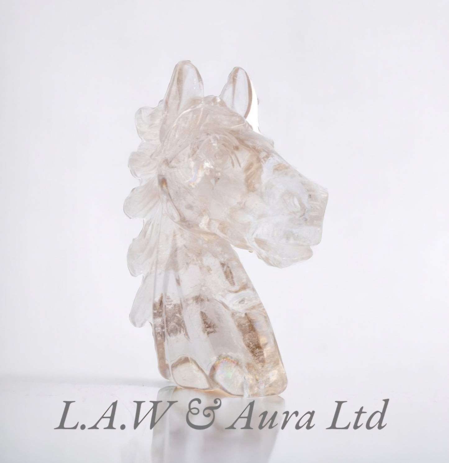 Rock Crystal Horse Head Carving (3.5x4.25") (1pc)