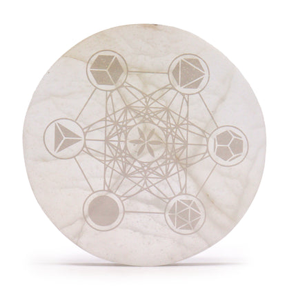 Selenite Large Charging Plate 18cm - Sacred Geometry
