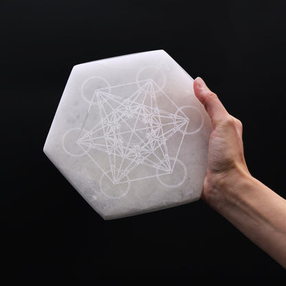 Selenite Hexagonal Charging Plate 18cm - Direction & Decision
