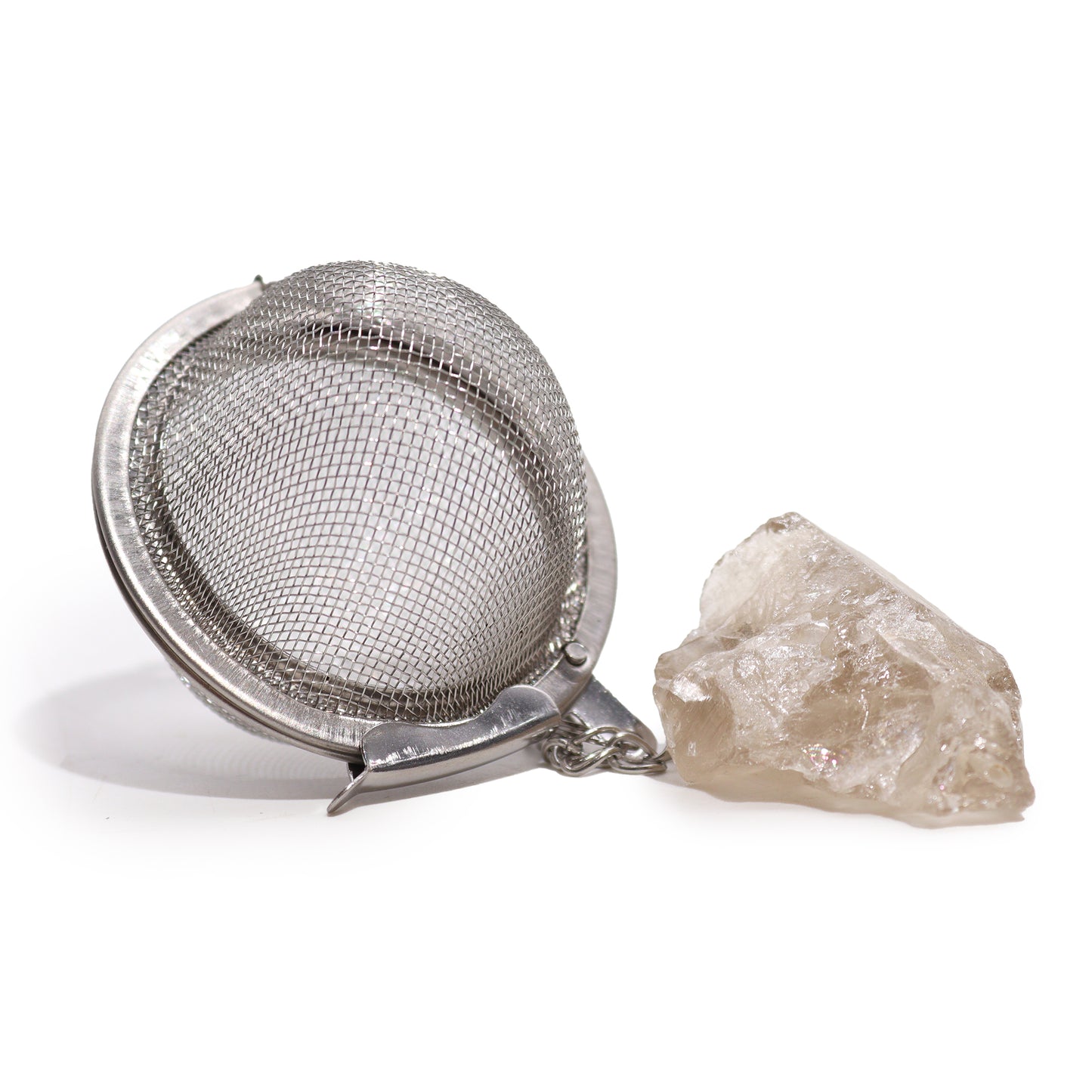 Raw Crystal Gemstone Tea Strainer - Smoky Quartz, Rock Quartz, Rose Quartz, Amethyst, Green Aventurine,Mookaite, Rainbow Moonstone, Gold Tigers Eye, Black Obsidian, Aquamarine