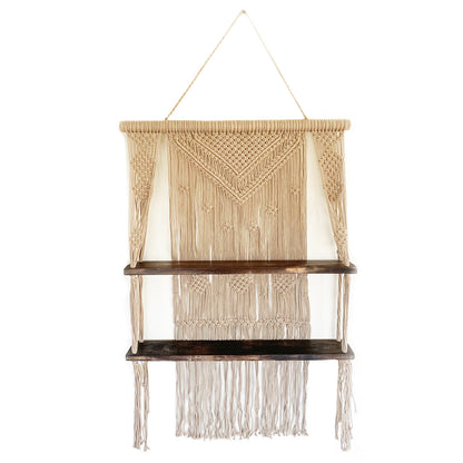 Macrame Hanging Shelves - Brown -Blue-Black