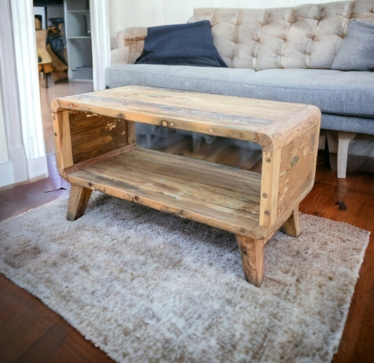 Small Rounded Coffee Table - Recycled Wood