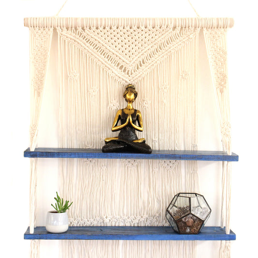 Macrame Hanging Shelves - Brown -Blue-Black