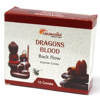 Aromatica Backflow Incense Cones - White Sage, Sandalwood, 7 Chakras, Rose, Dragons Blood