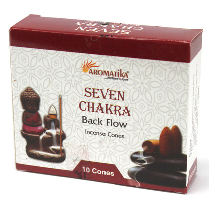 Aromatica Backflow Incense Cones - White Sage, Sandalwood, 7 Chakras, Rose, Dragons Blood
