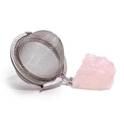 Raw Crystal Gemstone Tea Strainer - Smoky Quartz, Rock Quartz, Rose Quartz, Amethyst, Green Aventurine,Mookaite, Rainbow Moonstone, Gold Tigers Eye, Black Obsidian, Aquamarine